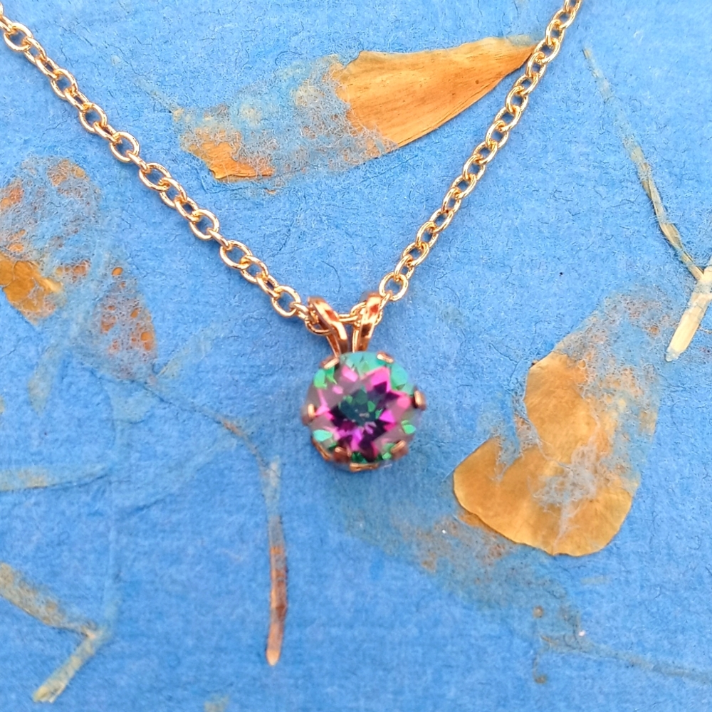 14KT Gold Mystic Topaz Pendant on a Chain